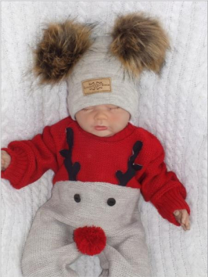 Dětský pletený Vánoční overálek Baby Sob - červený - 56 (1-2m)
