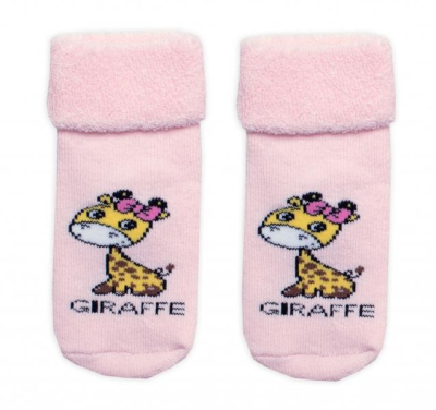 Kojenecké froté ponožky s ABS Giraffe, - růžové - 56-62 (0-3m)