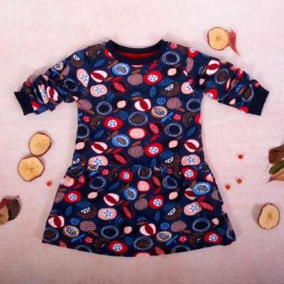 Dívčí bavlněné šaty, Ovoce - granátové, vel. 110 - 110 (4-5r)