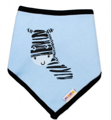 Dětský bavlněný šátek na krk Zebra - modrý