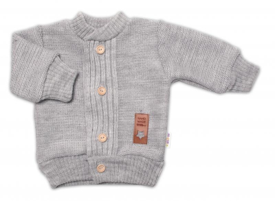 5-dílná pletená sada Boy, body, kalhoty, svetr, čepička, motýlek - šedá, 68
 - 68 (3-6m)