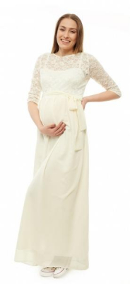 Těhotenské, společenské šaty - ecru - S (36)