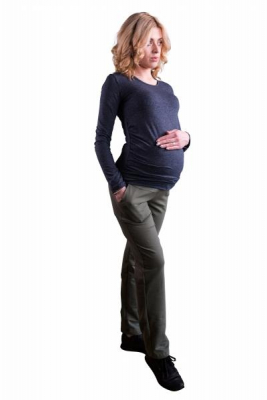Těhotenské kalhoty s elastickým pásem a kapsami - černé, vel. - XL - XL (42)